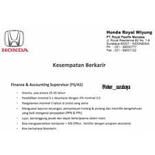 Pt royal sultan agung is committed to ensuring customer satisfaction accompanied by providing service and maintenance points in various cities in indonesia which can be contacted via the call center or via email. Loker Surabaya Lowongan Kerja Honda Royal Wiyung Facebook
