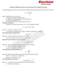 Cable Size Calculation For Automotive Cable Siechem