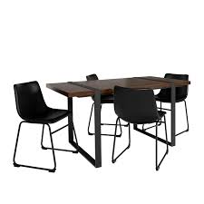 Shop for dark walnut dining chairs online at target. Walker Edison 5 Piece Urban Blend Faux Leather Dining Chairs Dark Walnut Black G60ubtdw