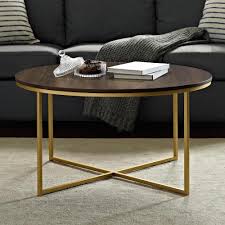 Metal Wood Table Gold Coffee Table Mid Century Modern Coffee Table Round Coffee Table Modern