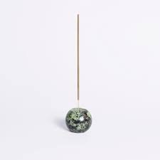 Gemstone sphere incense holder – serpentine green stone - D.A.R. Proyectos