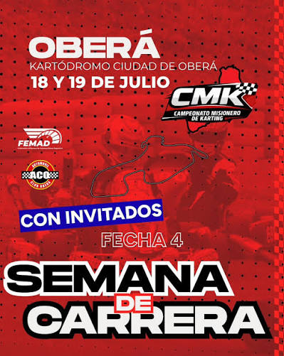 Pinta un bueeeen finde de carreras con invitados en la Senior!!! 😱 Este 18  y 19 Oberá nos espera para la 4ta fecha del Misionero de Karting. Están  todos y todas más