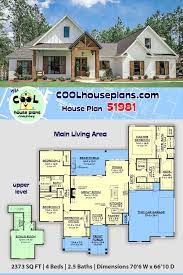Farmhouse Style House Plan 51981 With 4 Bed 3 Bath 2 Car Garage Farmhouse Floor Plans Craftsman House Plans Family House Plans