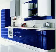 Modular Kitchen High Gloss Membrane Blue Kitchen Designs White Kitchen Interior Design Blue Interior Design