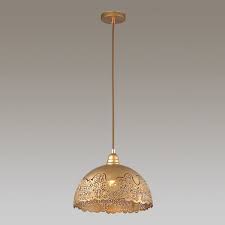 Lace 1 Light Gold Coloured Metal Pendant Range Amore Lighting