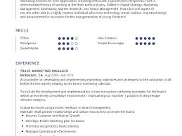 trade marketing manager resume example