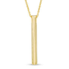 Bar necklace, gold bar pendant, thin 14k solid gold bar pendant, vertical bar necklace, drop bar pendant, tiny charm pendant. Linear Bar Pendant In 10k Gold Zales