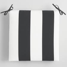 Black And White Outdoor Chair Cushions Featuring A Bold Black And White Awning Stripe Design Our Soft Chair Cushion Gives Your Outdoor Black And White Cushions Outdoor Chair Cushions Chair Cushions