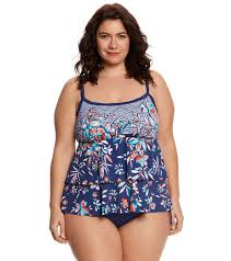 Maxine Plus Size Tropical Trip Double Tiered Tankini Top