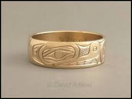 Bear Ring 14k Gold Kwakiutl Gold Band Haida Gold Ring Native American Wedding Band Native Native American Wedding Rings Indian Wedding Rings Indian Rings