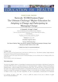 Classes in the morning covered the usual filipino. Pdf Network Tufh Position Paper The Ultimate Challenge Higher Education For Adapting To Change And Participating In Managing Change