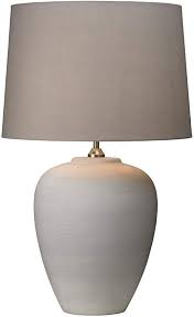 H linen charcoal drum lamp shade by fenchelshades.com 17 in. Village At Home Dover Table Lamp White With Grey Shade Amazon Co Uk Lighting