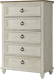 Martin Svensson Home Pine Creek 5 Drawer Antique White And Honey Wash Chest Black Bedroom Furniture Chest Furniture Wood Sleigh Bed