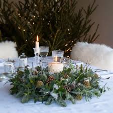 Nordic Foliage Table Wreath In 2020 Christmas Flower Arrangements Christmas Floral Arrangements Diy Christmas Table