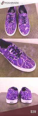 Vans Purple Lightning Lace Up Sneakers Purple Lightning Black Laces Sneakers