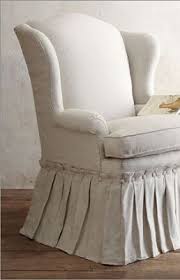 Willow Wisp Cottage Gorgeous Slipcover With Button Pleated Skirt On Wingback Chair Wingbackchair Upholstered Furniture Furniture Slipcovers