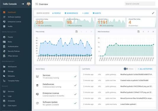 Pydio Cells content collaboration interface for shared files and workspaces