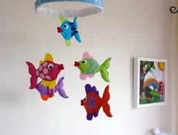 The mobile arm is covered in sky blue velour, is 27 tall and. Rainbow Kissing Fish Baby Mobile Felt
