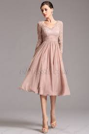 Rosy Brown Tea Length Cocktail Dress With Lace Sleeves 26160146 Tea Length Cocktail Dresses A Line Cocktail Dress Gray Cocktail Dress