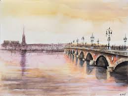 Etsy Original Painting Le Pont De Pierre Bordeaux Watercolor On Paper By Nicolas Jolly Architecture Painting Watercolor Sunset Paintings Art Prints