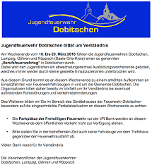 Markt 17, 07926 gefell zum profil. Feuerwehr Dobitschen Ankundigung Berufsfeuerwehrtag 18 03 2016