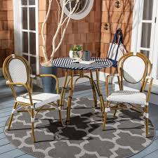 Safavieh Rosen White Stackable Aluminum Wicker Outdoor Dining Chair 2 Pack Pat4014d Set2 The Home Depot In 2020 Outdoor Dining Chairs French Bistro Decor Outdoor Patio Furniture Sets