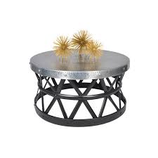 Round hammered finish coffee table copper stylish home living room lounge decor. Contemporary Round Hammered Copper Coffee Table Wooden It Be Nice