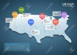 Us Map Infographics Design Vector Template Illustration Template