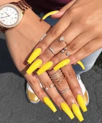 Coffin nails glitter nails color nails yellow nails design yellow nail art. Nails Stiletto Yellow Summer 54 Super Ideas Yellow Nails Long Acrylic Nails Coffin Yellow Nails Design
