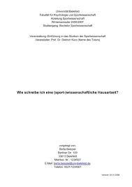 Das deckblatt ist quasi das „aushängeschild einer wissenschaftlichen hausarbeit, weil der dozent es bei seiner korrektur zuerst bemerkt. Wie Schreibe Ich Eine Sport Wissenschaftliche Hausarbeit