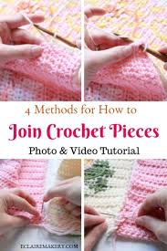Insert the yarn needle into the knitting of the left square through the first stitch. 4 Ways To Join Crochet Pieces Together E Claire Makery