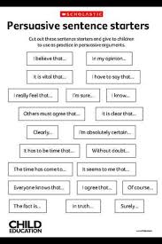 Persuasive Sentence Starters Persuasive Writing Writing Lessons Writing