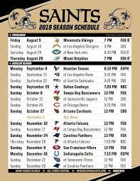 The Saints 2019 Schedule New Orleans Saints Schedule Saints Schedule New Orleans Saints