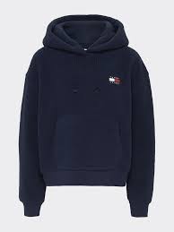 Tommy Badge Polar Fleece Hoody Blue Tommy Hilfiger Tommy Hilfiger Sweatshirt Tommy Hilfiger Hoodie Hoodies