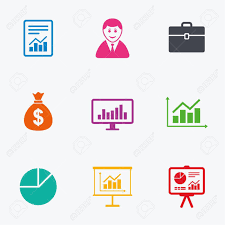 Statistics Accounting Icons Charts Presentation And Pie Chart