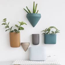 Simple modern farmhouse ceramic & oak accent piece succulent planters. Modern Wall Planter Ornament Plant Box Pot Flower Holder Living Room Decorations