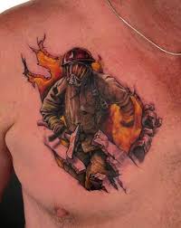Stefano Alcantara Fire Fighter Tattoos Chest Tattoo Fireman Tattoo
