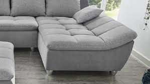 Die eckgarnitur wirkt insgesamt kompakt und raumfüllend. Ecksofa Javelin Eckgarnitur L Sofa Stoff Grau Mit Kissen