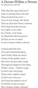 Dream Within A Dream Poem By Edgar Allen Poe Poem Quotes Poems Let It Be