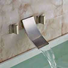 Available in popular finishes like chrome, nickel, bronze and brass! Shop Morelia Double Handled Brushed Nickel Wall Mount Bathtub Faucet At Fontanashowers Com
