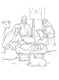 A Line Drawing Of The Nativity Showing Mary Joseph Jesus And The Shepherds Nativity Coloring Pages Jesus Coloring Pages Nativity Coloring