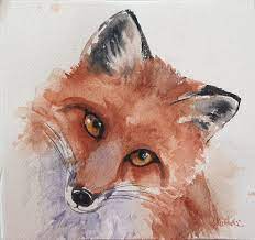 Fox Watercolor Painting Fox Looking Painting Home Decor Fox Illustration Wildlife Animal Nursery Decor Original Watercolor 6 5x6 5 Inches Watercolor Fox Watercolor Paintings Fox Illustration