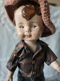 MAY Be Goebel 16" Figurine Porcelain Paper Mache 'Doll Boy With Hat