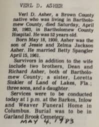 Verl Deotis Asher (1930-1983)