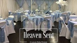 Plates, cups, napkins, and table cover. Heaven Sent Baby Shower Tips Ideas Luxury Events Youtube