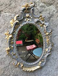 The edges are sanded for protection. Oval Mirror Richly Carved Around 1900 60 X 40 Cm Mirrors
