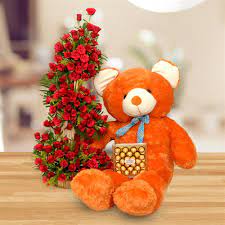 Teddy bears are for children. Rose Basket Teddy Chocolate Flower Teddy Bear Hampers