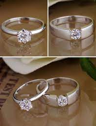 Cz Diamond Engagement Rings For Couples Engagement Rings Couple Couple Ring Design Couples Ring Set