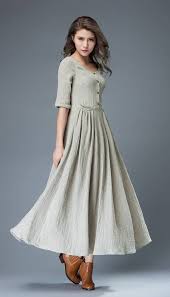 Casual Linen Dress Pale Gray Everyday Comfortable Fit Etsy Womens Dresses Long Linen Dress Fashion
