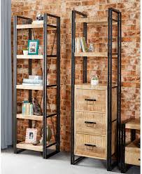 Furniture to go angel tall narrow 3 drawer bookcase | the furniture to go angel tall narrow bookcase with 3 drawers in a white craft oak finish offers both open front shelving and drawer storage. Upcycled Industrial Mintis Narrow Open Bookcase Bookcases And Shelves